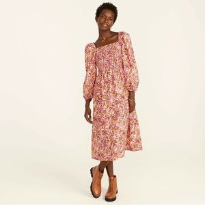 J. Crew puff sleeve smocked floral midi dress